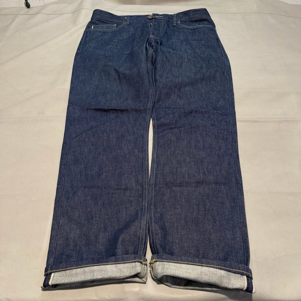 Brave Star Selvage Men Blue Raw Denim Selvedge Jean Straight Button Fly USA38x33